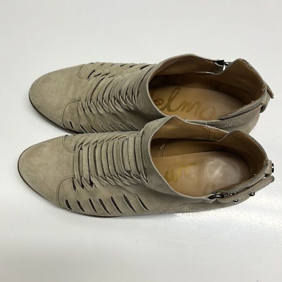 Sam Edelmann Beige Slip-On Suede Braided Booties with Buckles- Size 6.5 - Picture 2 of 16